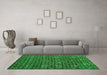 Machine Washable Oriental Green Modern Area Rugs in a Living Room,, wshabs5029grn