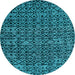 Round Machine Washable Oriental Light Blue Modern Rug, wshabs5029lblu