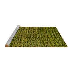 Sideview of Machine Washable Oriental Yellow Modern Rug, wshabs5029yw