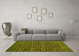 Machine Washable Oriental Yellow Modern Rug in a Living Room, wshabs5029yw