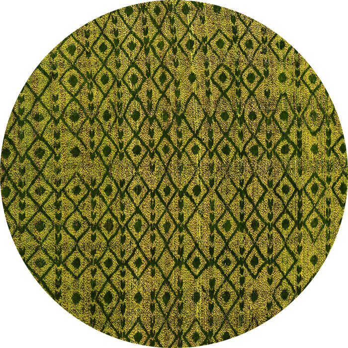 Round Machine Washable Oriental Yellow Modern Rug, wshabs5029yw