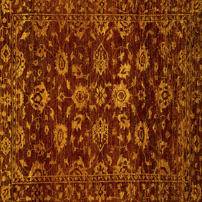 Square Machine Washable Oriental Yellow Traditional Rug, wshabs502yw