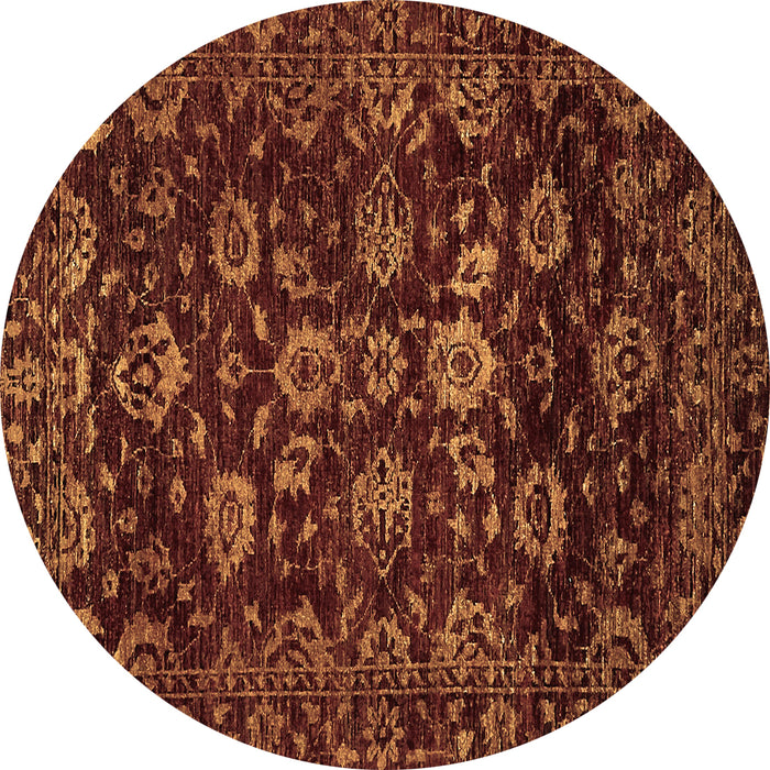 Round Machine Washable Oriental Brown Traditional Rug, wshabs502brn