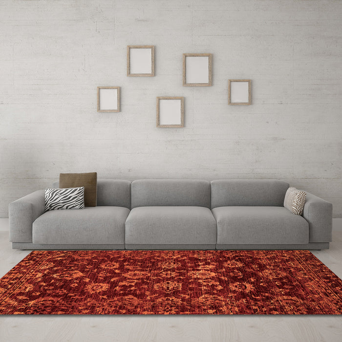 Machine Washable Oriental Orange Traditional Area Rugs in a Living Room, wshabs502org