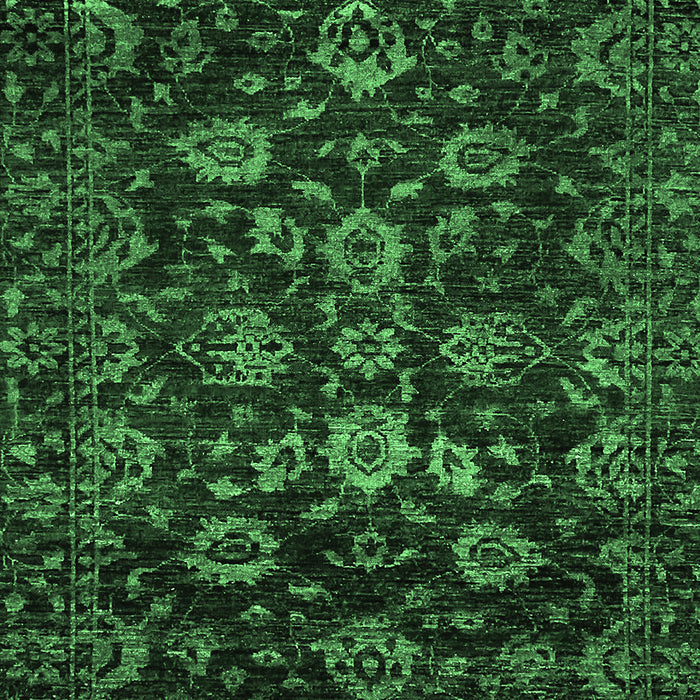 Machine Washable Oriental Emerald Green Traditional Area Rugs, wshabs502emgrn
