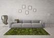 Machine Washable Oriental Green Traditional Area Rugs in a Living Room,, wshabs502grn