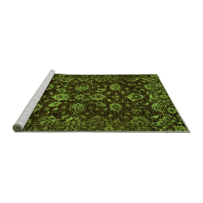 Sideview of Machine Washable Oriental Green Traditional Area Rugs, wshabs502grn
