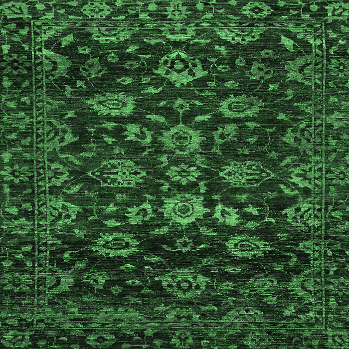 Square Machine Washable Oriental Emerald Green Traditional Area Rugs, wshabs502emgrn