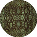 Round Oriental Turquoise Traditional Rug, abs502turq