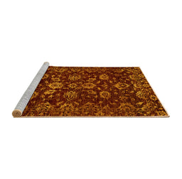 Sideview of Machine Washable Oriental Yellow Traditional Rug, wshabs502yw