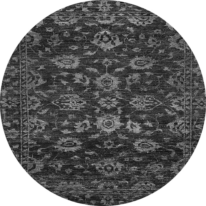 Round Machine Washable Oriental Gray Traditional Rug, wshabs502gry