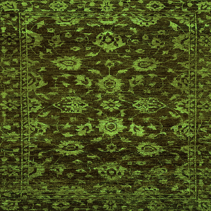 Square Oriental Green Traditional Rug, abs502grn