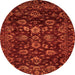 Round Machine Washable Oriental Orange Traditional Area Rugs, wshabs502org