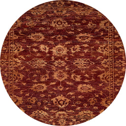 Round Machine Washable Abstract Red Rug, wshabs502
