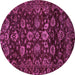 Round Machine Washable Oriental Purple Traditional Area Rugs, wshabs502pur