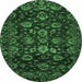 Round Oriental Emerald Green Traditional Rug, abs502emgrn