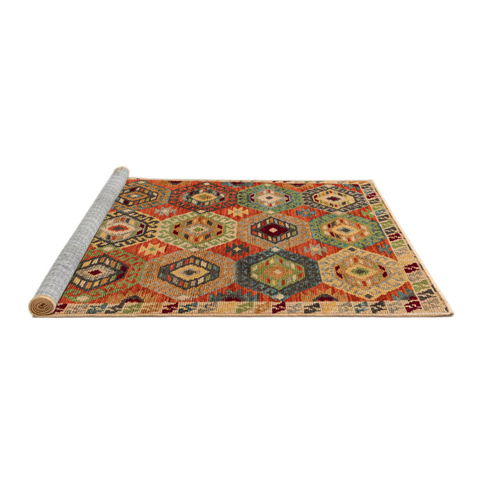 Sideview of Machine Washable Abstract Gold Rug, wshabs5030