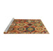 Sideview of Machine Washable Abstract Gold Rug, wshabs5030