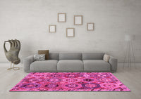 Machine Washable Oriental Pink Modern Rug, wshabs5030pnk