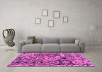 Machine Washable Oriental Purple Modern Rug, wshabs5030pur