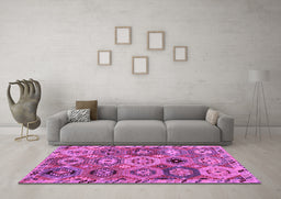 Machine Washable Oriental Purple Modern Area Rugs in a Living Room, wshabs5030pur