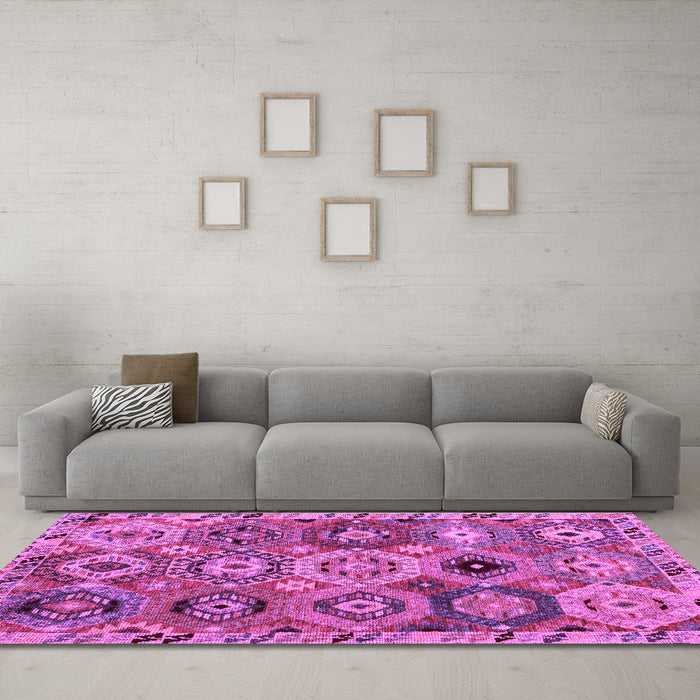 Machine Washable Oriental Purple Modern Area Rugs in a Living Room, wshabs5030pur