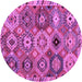 Round Machine Washable Oriental Purple Modern Area Rugs, wshabs5030pur