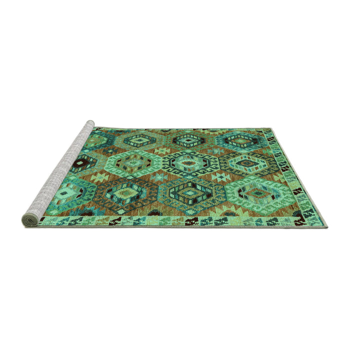 Sideview of Machine Washable Oriental Turquoise Modern Area Rugs, wshabs5030turq