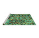 Sideview of Machine Washable Oriental Turquoise Modern Area Rugs, wshabs5030turq