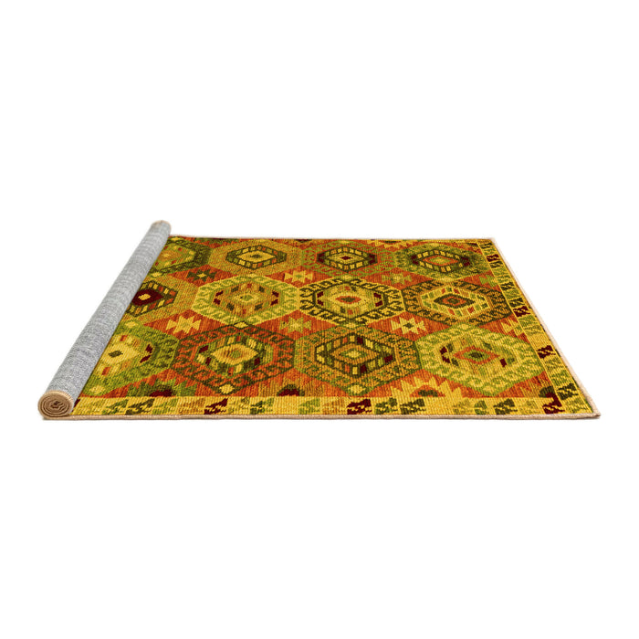 Sideview of Machine Washable Oriental Yellow Modern Rug, wshabs5030yw
