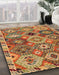 Abstract Gold Oriental Rug in Family Room, abs5030