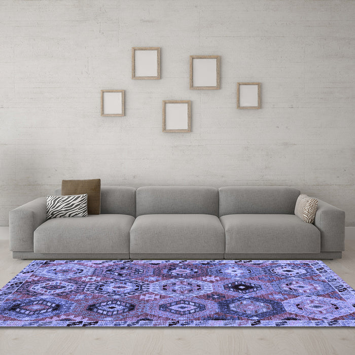 Machine Washable Oriental Blue Modern Rug in a Living Room, wshabs5030blu