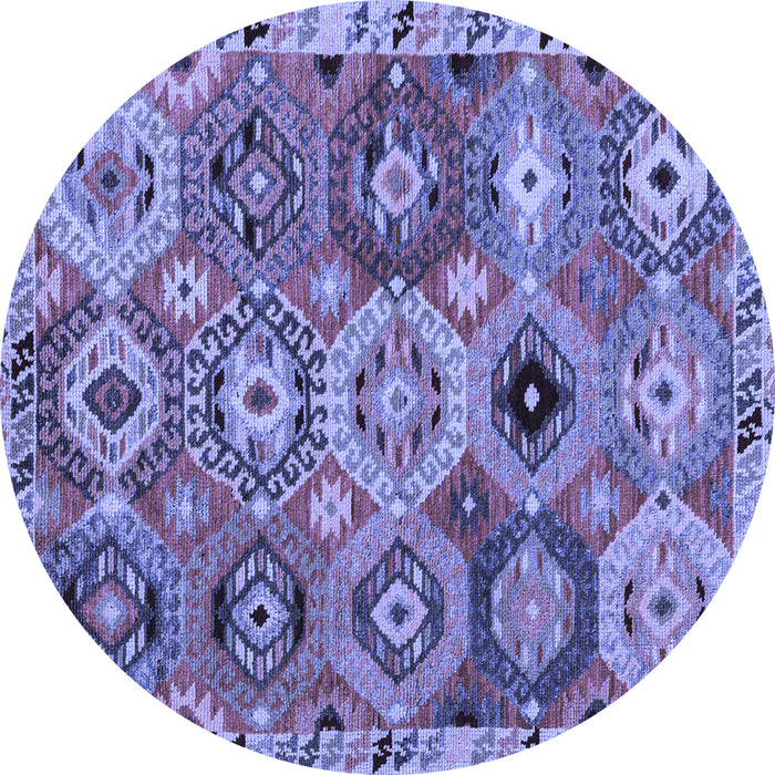 Round Machine Washable Oriental Blue Modern Rug, wshabs5030blu