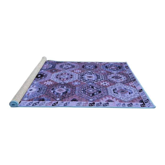 Sideview of Machine Washable Oriental Blue Modern Rug, wshabs5030blu