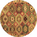 Round Oriental Brown Modern Rug, abs5030brn