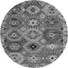 Round Machine Washable Oriental Gray Modern Rug, wshabs5030gry