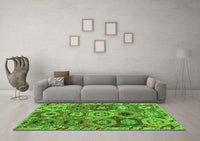 Machine Washable Oriental Green Modern Rug, wshabs5030grn