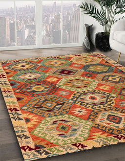 Machine Washable Abstract Gold Rug in a Family Room, wshabs5030