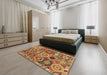 Abstract Gold Oriental Rug in a Bedroom, abs5030