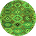 Round Oriental Green Modern Rug, abs5030grn