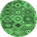 Round Oriental Emerald Green Modern Rug, abs5030emgrn