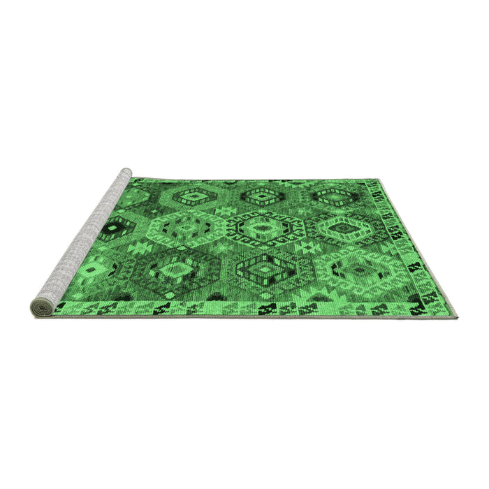 Sideview of Machine Washable Oriental Emerald Green Modern Area Rugs, wshabs5030emgrn