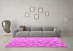 Machine Washable Oriental Pink Modern Rug in a Living Room, wshabs5031pnk