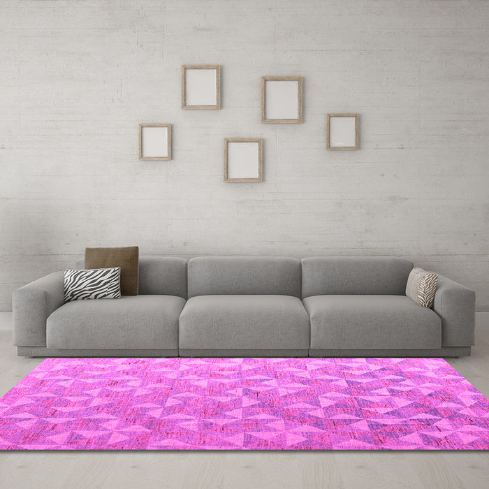 Machine Washable Oriental Pink Modern Rug in a Living Room, wshabs5031pnk