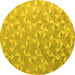 Round Machine Washable Oriental Yellow Modern Rug, wshabs5031yw