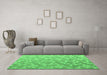 Machine Washable Oriental Emerald Green Modern Area Rugs in a Living Room,, wshabs5031emgrn