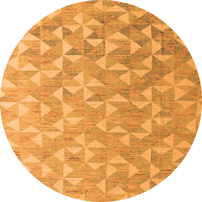 Round Machine Washable Oriental Orange Modern Area Rugs, wshabs5031org