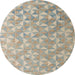 Round Abstract Tan Brown Oriental Rug, abs5031