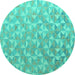 Round Oriental Turquoise Modern Rug, abs5031turq