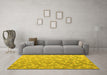 Machine Washable Oriental Yellow Modern Rug in a Living Room, wshabs5031yw